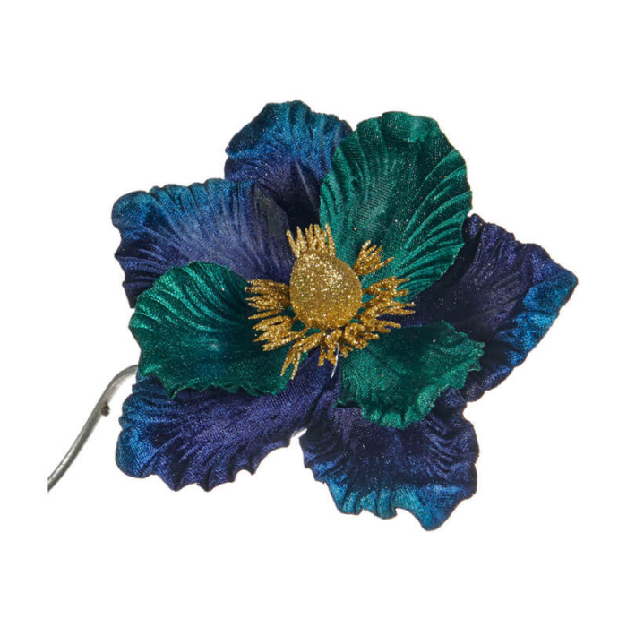 Blue-emerald-green-Flower-on-clip-purely-christmas-FL18119