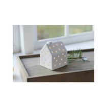 small ceramic white houuuse with LED lights
