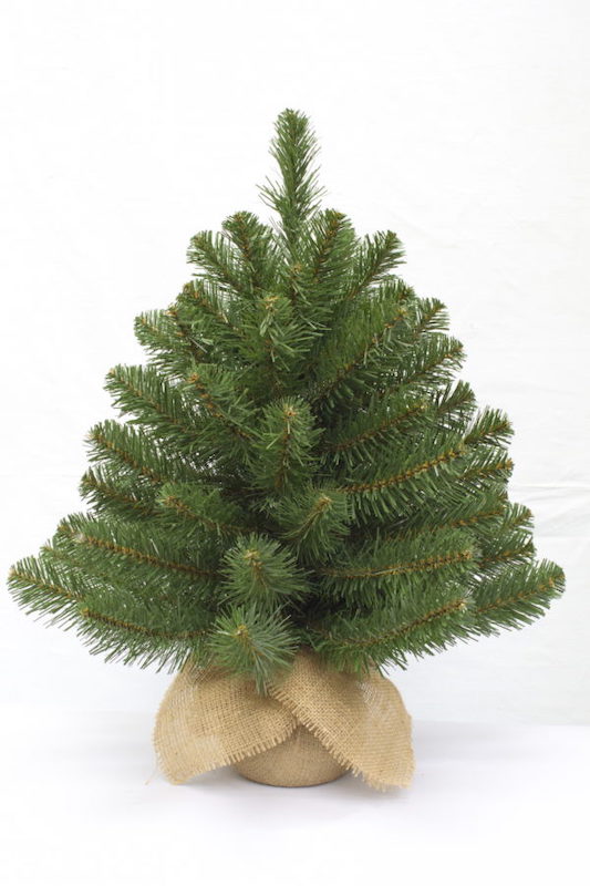 60cm artificial tabletop pine christmas tree in burlap sack