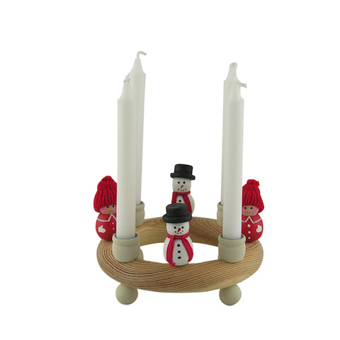 mini candle ring with snowmen and santa boys